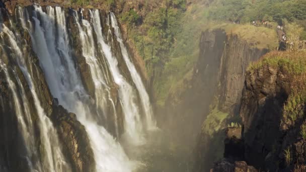 Erstaunlicher Blick Auf Die Berühmten Wasserfälle Victoria Falls — Stockvideo