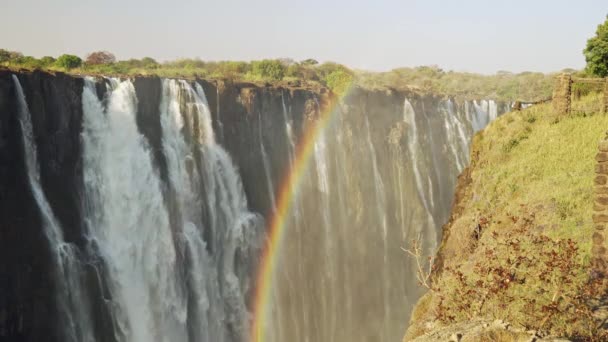 Úžasný Pohled Slavné Vodopády Victoria Falls — Stock video