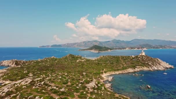 Uma Vista Aérea Incrível Costa Sardenha Cores Maravilhosas Mar Contrastam — Vídeo de Stock