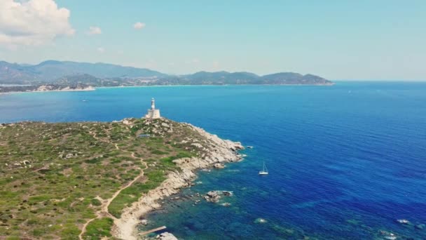 Een Adembenemend Uitzicht Sardijnse Kust Prachtige Kleuren Van Zee Contrasteren — Stockvideo