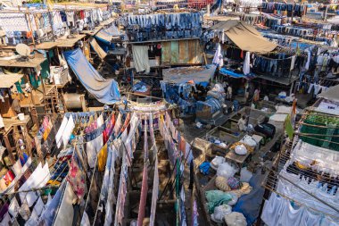Incredible view of the Dhobi Ghat in Mumbai, the largest open-air laundry in the world.