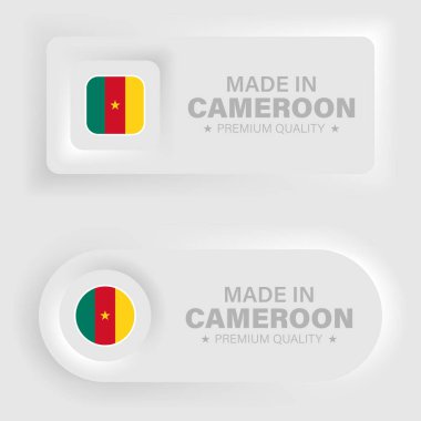 Made in Cameroon neumorphic graphic and label. Element of impact for the use you want to make of it.