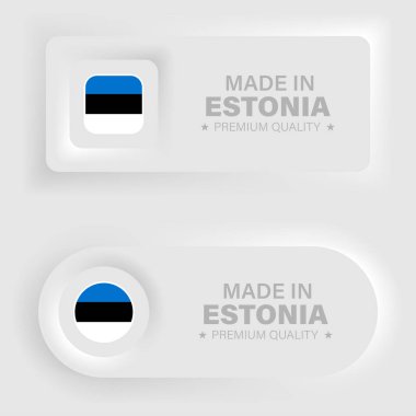 Made in Estonia neumorphic graphic and label. Element of impact for the use you want to make of it.