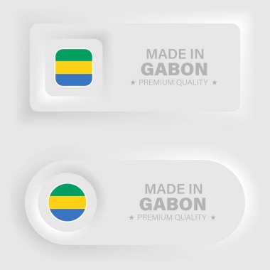 Made in Gabon neumorphic graphic and label. Element of impact for the use you want to make of it.