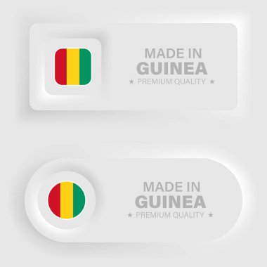 Made in Guinea neumorphic graphic and label. Element of impact for the use you want to make of it.