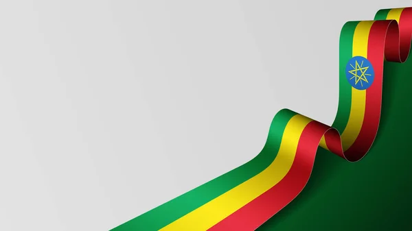 Ethiopië Lint Vlag Achtergrond Effectelement Voor Het Gebruik Dat Ervan — Stockvector