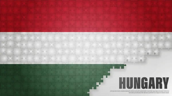 Hungria Jigsaw Bandeira Fundo Elemento Impacto Para Uso Que Você — Vetor de Stock