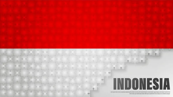 Indonesia Sfondo Bandiera Puzzle Elemento Impatto Uso Che Vuoi Fare — Vettoriale Stock