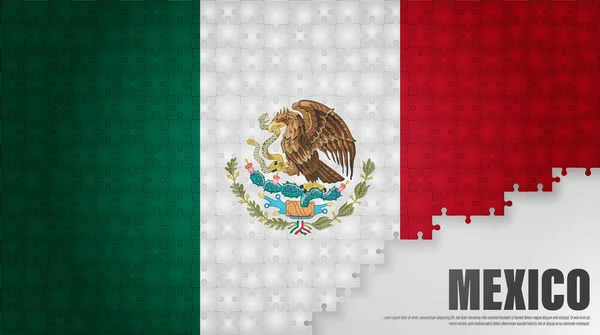 México Fondo Bandera Del Rompecabezas Elemento Impacto Para Uso Que — Vector de stock