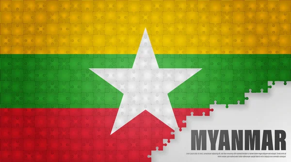 Myanmar Jigsaw Bandeira Fundo Elemento Impacto Para Uso Que Você —  Vetores de Stock