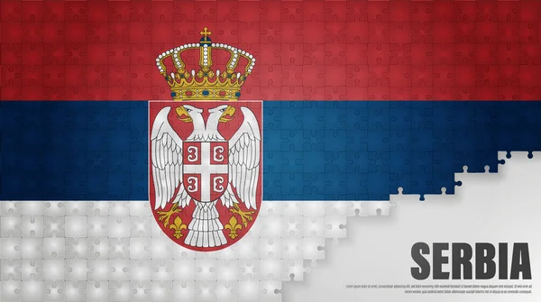 セルビアのジグソーフラッグの背景 あなたがそれを作りたい使用のための影響の要素 — ストックベクタ