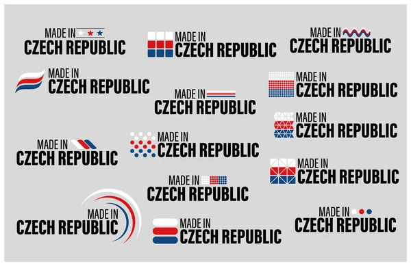 チェコ共和国製のグラフィックとラベルセット あなたがそれを作りたい使用のための影響の要素 — ストックベクタ