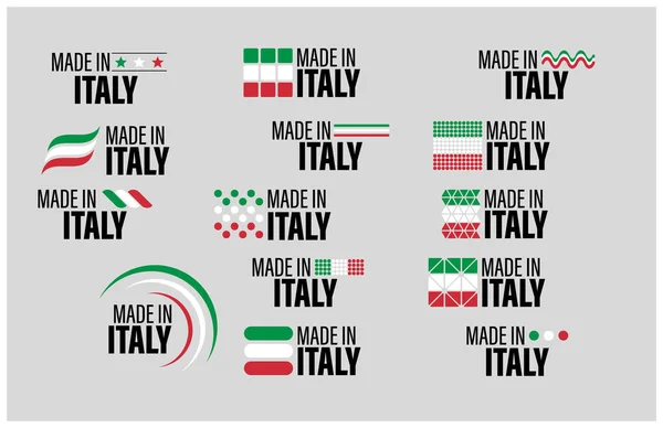 Set Gráfico Etiquetas Made Italy Elemento Impacto Para Uso Que — Vector de stock