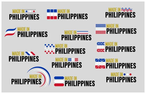 菲律宾制造的图形和标签集 影响的因素 你想利用它 — 图库矢量图片