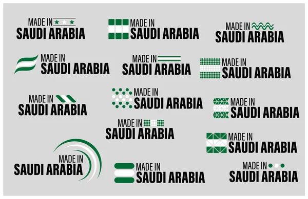 Feito Saudiarabia Gráfico Conjunto Etiquetas Elemento Impacto Para Uso Que — Vetor de Stock