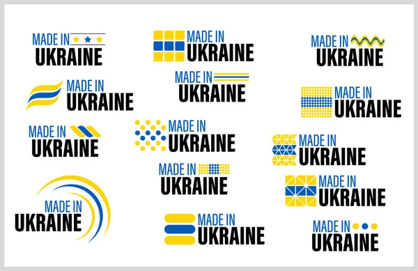 Wykonany Ukrainie Zestaw Graficzny Etykiet Element Wpływu Wykorzystanie Które Chcesz — Wektor stockowy