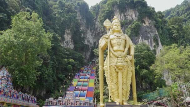 Increíble Vista Del Templo Las Cuevas Batu Kuala Lumpur Malasia — Vídeos de Stock