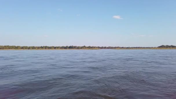 Widok Pokładu Łodzi Cudownej Rzeki Zambezi — Wideo stockowe