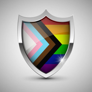 Kalkan ve LGBTQ içerikli gurur bayrağı. Gurur Ayı etkinlikleri için de mükemmel bir unsur. Hoşgörü ve özgürlük kavramı.