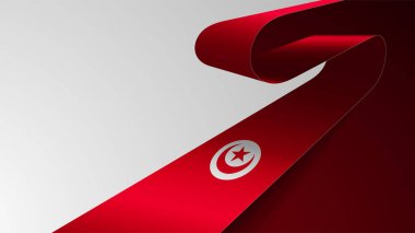 Tunus bayrağı taşıyan gerçekçi bir kurdele. Kullanmak istediğiniz etki için bir unsur.