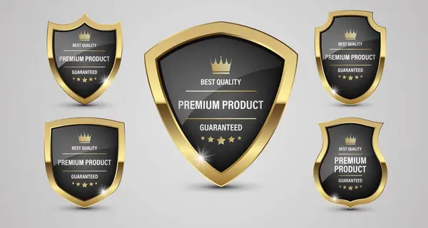 Lüks altın rozetler ve kaliteli etiketler. Her kullanım için mükemmel