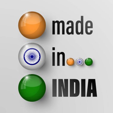 Made in India graphic and label. Element of impact for the use you want to make of it.