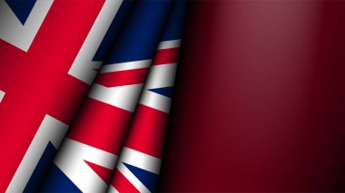 İngiltere 'nin katlanmış bayrağı. Grafik ve etiket. Etki elementi yapmak istediğiniz kullanım için.