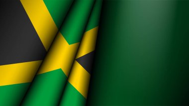 Jamaika grafik ve etiketinin katlanmış bayrağı. Etki elementi yapmak istediğiniz kullanım için.