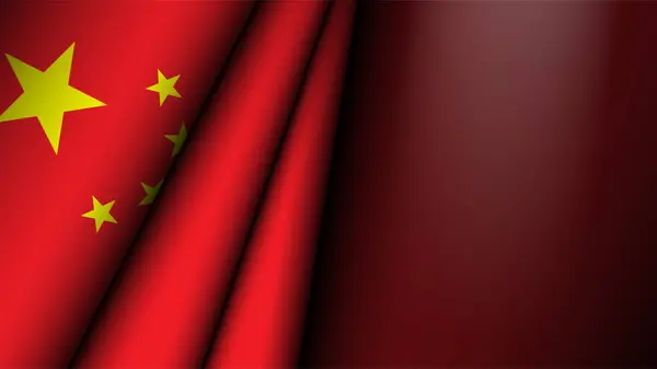 Katlanmış Çin bayrağı grafik ve etiketi. Etki elementi yapmak istediğiniz kullanım için.