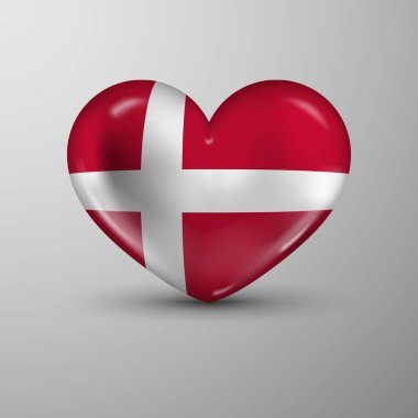 Danimarka bayrağı taşıyan 3D kalp geçmişi. Kullanmak istediğiniz etki için bir unsur.
