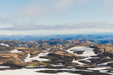 View of landscape in Iceland on a nice sunny day during famous Laugavegur trail