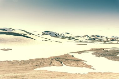 View of landscape in Iceland on a nice sunny day during famous Laugavegur trail