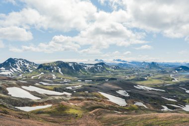 View of landscape in Iceland on a nice sunny day during famous Laugavegur trail