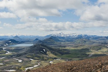 View of landscape in Iceland on a nice sunny day during famous Laugavegur trail