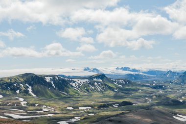 View of landscape in Iceland on a nice sunny day during famous Laugavegur trail