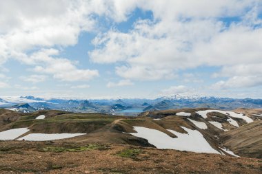 View of landscape in Iceland on a nice sunny day during famous Laugavegur trail