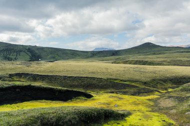View of amazing landscape in Iceland while trekking famous Laugavegur trail