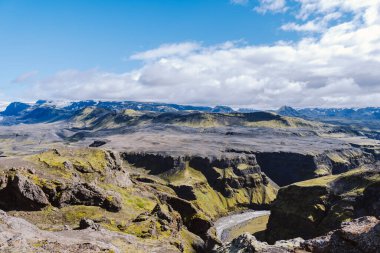 Volcanic canyon in Iceland near Emstrur on the Laugavegur trail