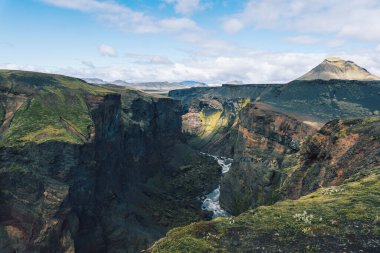 Volcanic canyon in Iceland near Emstrur on the Laugavegur trail