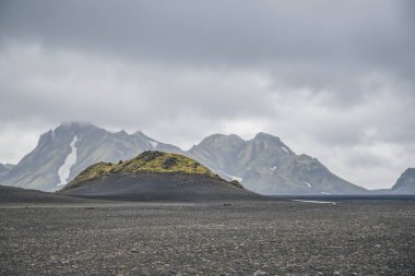 View of amazing landscape in Iceland while trekking famous Laugavegur trail