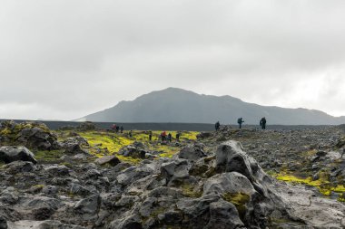 View of amazing landscape in Iceland while trekking famous Laugavegur trail
