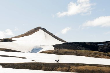 View of snowy landscape in Iceland while trekking famous Laugavegur trail