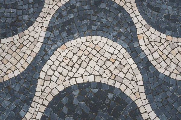 Kakeltegelgolv Lissabon Portugal Traditionell Gammal Mosaik Trottoaren Eller Trottoaren Staden — Stockfoto