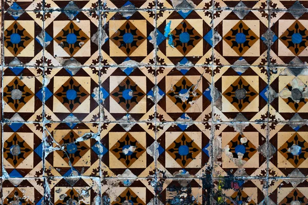 Azejulos Väggkeramiska Plattor Typiska För Portugisisk Arkitektur Traditionell Mosaikbakgrund — Stockfoto