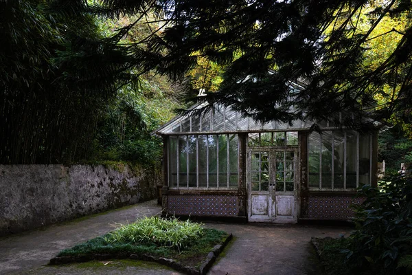 Front Old Rusty Vintage Looking Greenhouse Pena Park Sintra Portugal — Stock Photo, Image