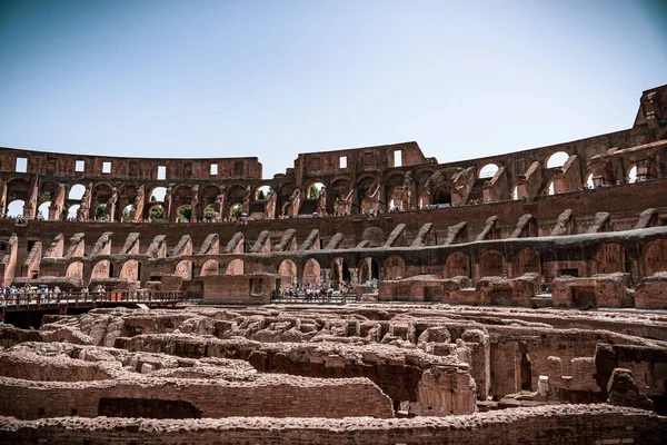 Widok Starożytny Amfiteatr Koloseum Rzym Włochy — Zdjęcie stockowe