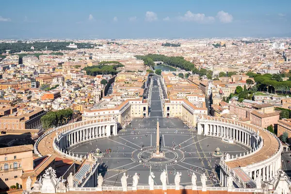 Aerial view of Saint Peter\'s Square in Vatican City on a sunny day