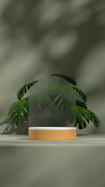 Portre canavarı portresi için beyaz ve sarı podyum şablonu ve cam kemer 3D