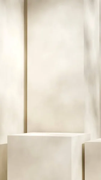 Amêndoa Leve Bloco Pódio Branco Retrato Cena Mínima Parede Branca — Fotografia de Stock