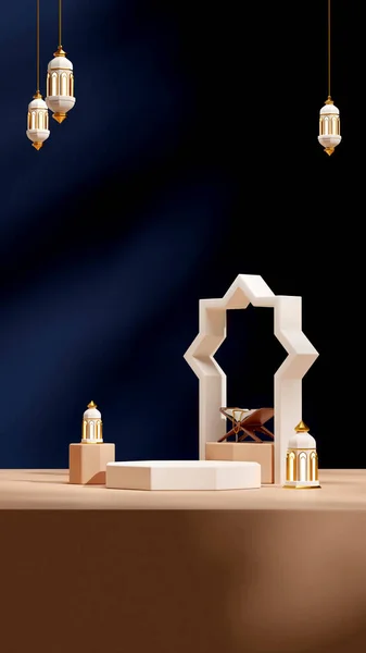 Quran Book Arabian Lamp Ramadan Month Image Render Blank Mockup — Stock fotografie